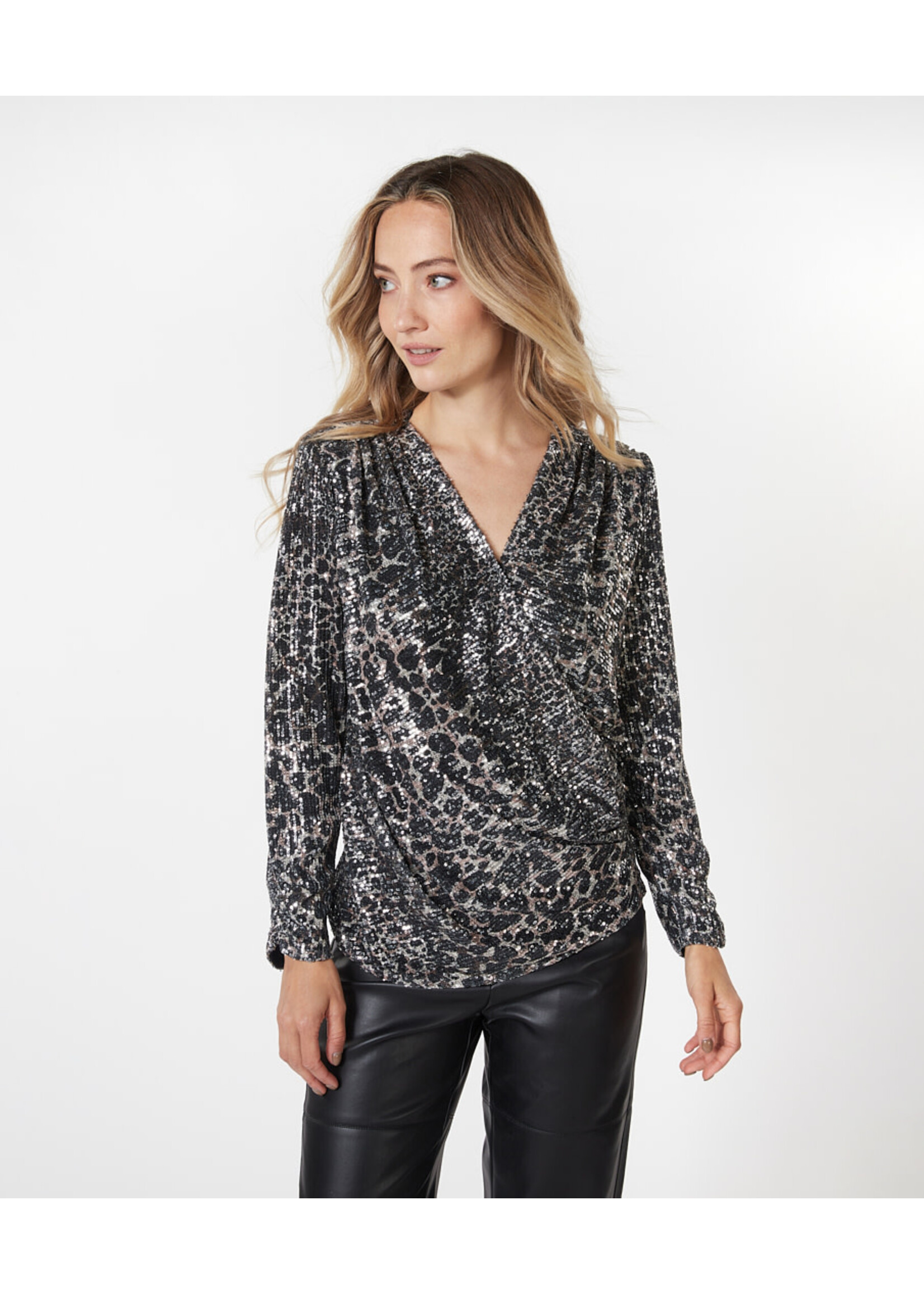 Esqualo Top sequins scattered illusion Print