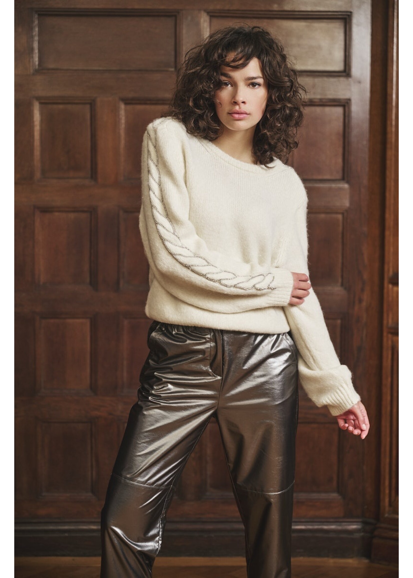 Esqualo Trousers metallic PU Silver