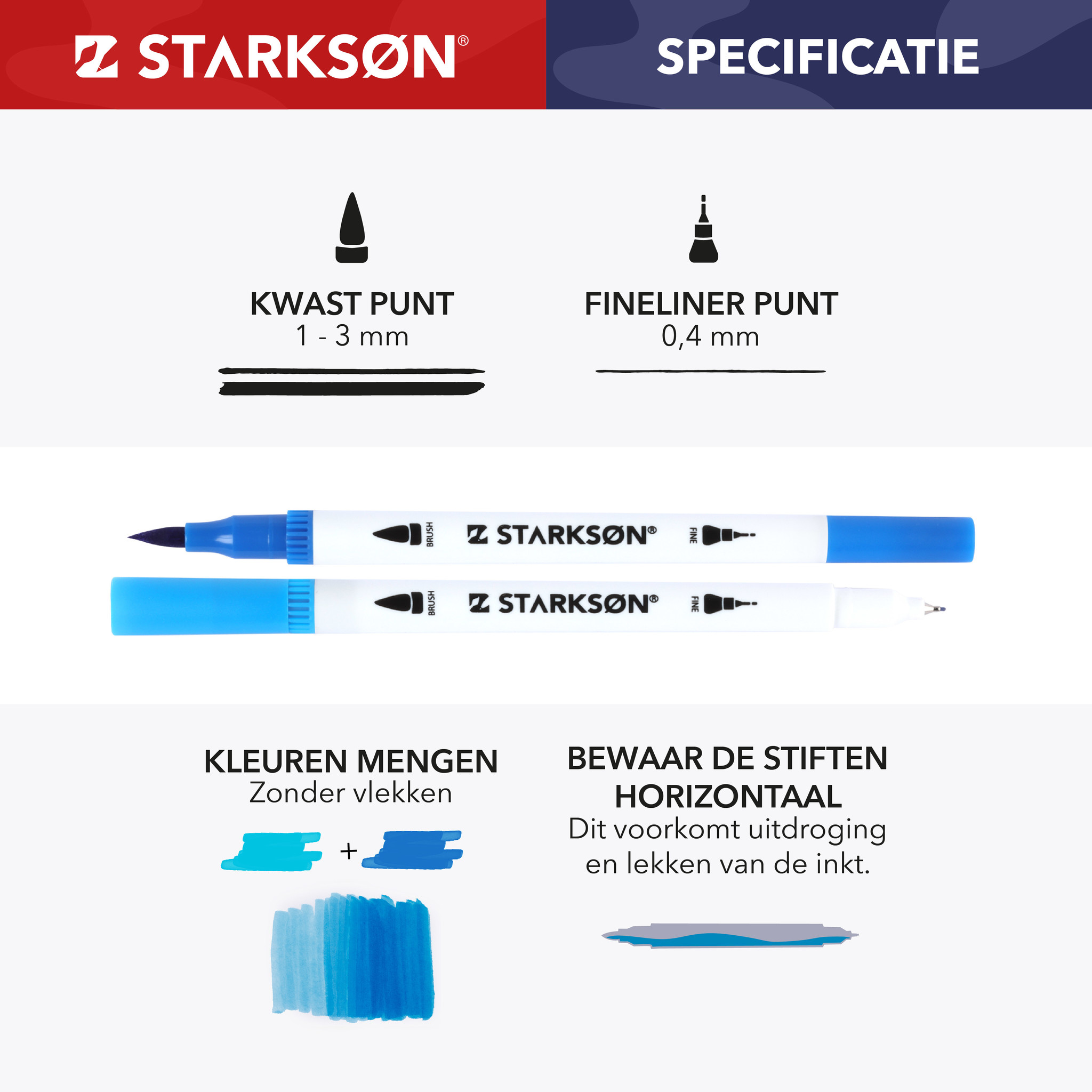 STARKSØN® 102 Stuks Twinmarkers Set – Tip Brush Markers – Dubbelzijdige Stiften -