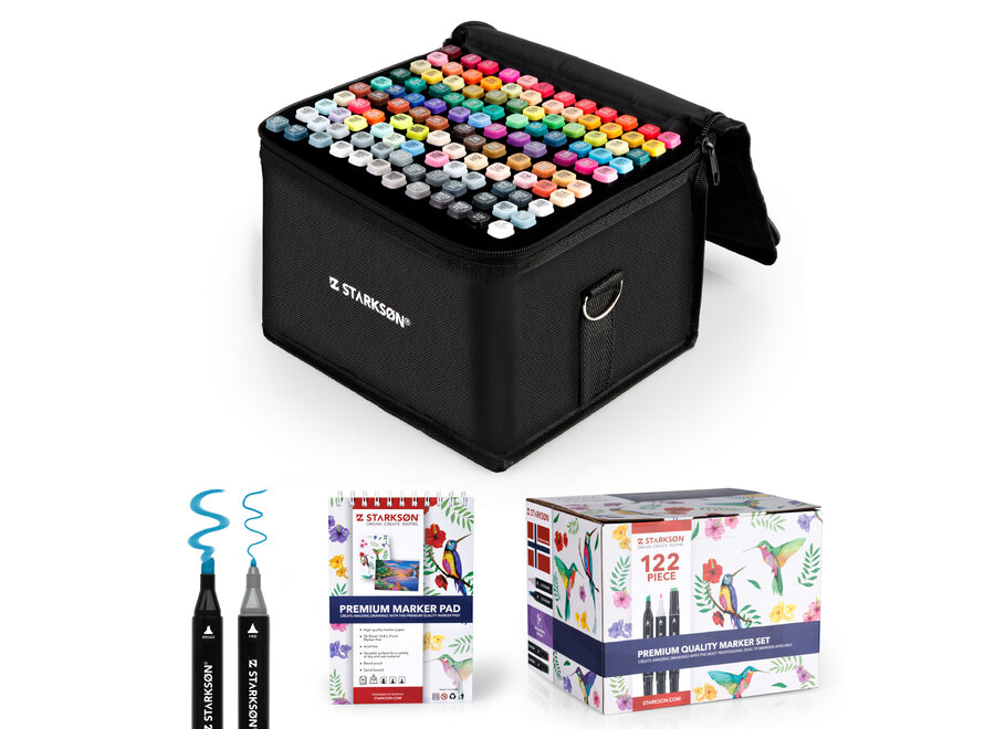 STARKSØN® 122 Stuks Twinmarkers Set – Alcohol Dual Tip Brush Markers