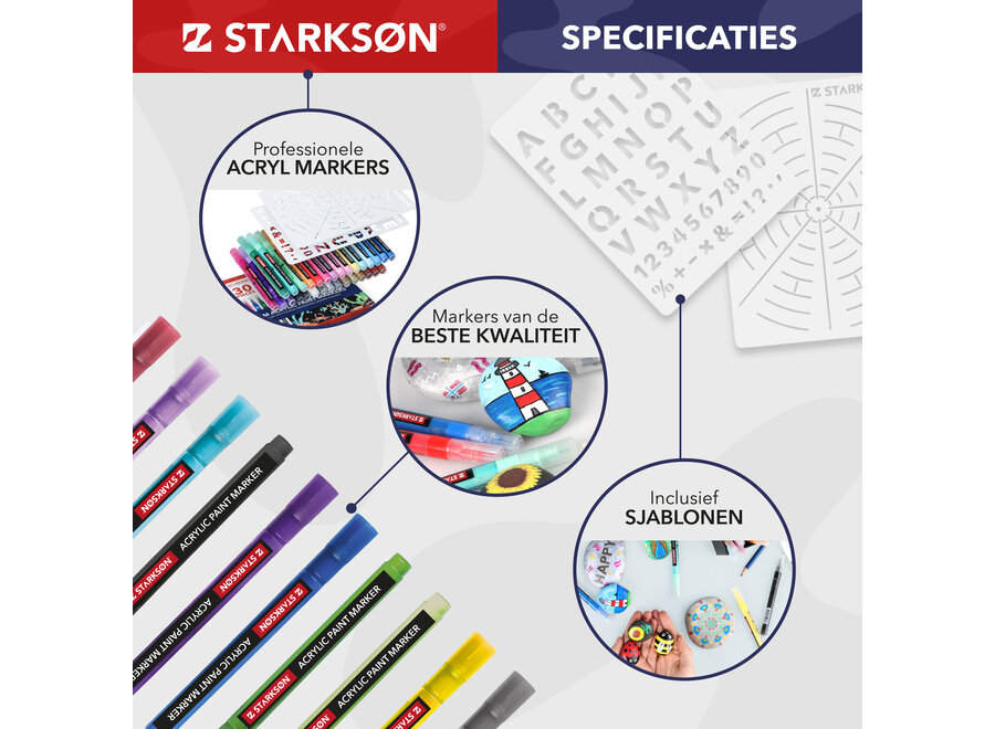 30 Stuks Acryl Marker Stiften Set – Acrylstiften - 0.7 mm