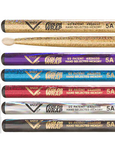 Vater Vater 5A Colour Wrap  Drum Sticks, Gold Sparkle