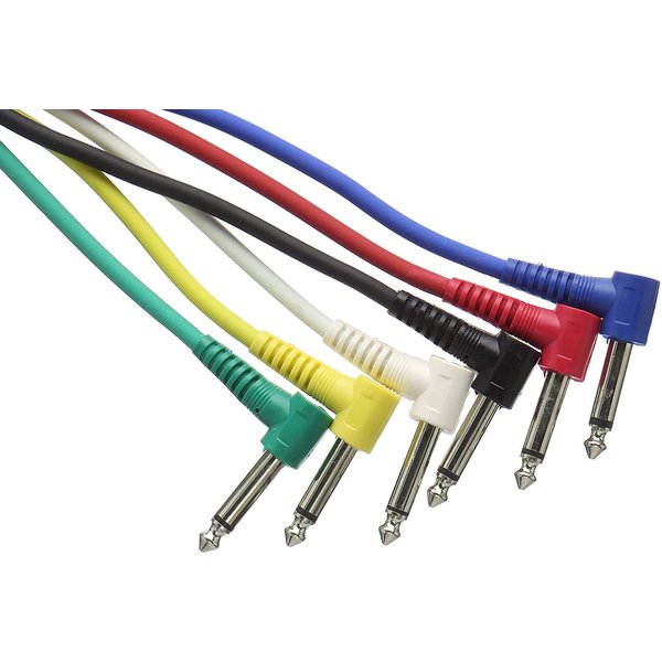 Stagg Stagg Mono Patch Cable, 6 x Jack/jack (m/m, L-shaped) 30 cm (1') Moulded Plastic