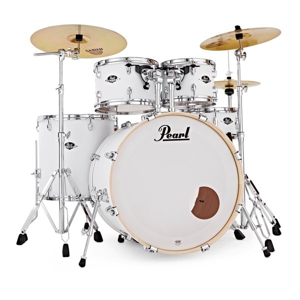 Pearl Pearl Export 20" Drum Kit, Satin White with Pearl 830 Hardware Pack & Sabian SBR Cymbal Set