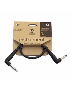  D'Addario Classic Series Patch Cable, Right-Angle, 1 Foot