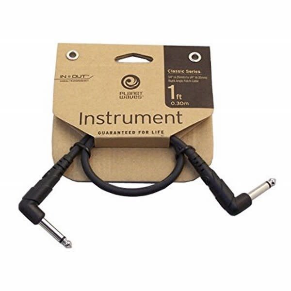 D'Addario Classic Series Patch Cable, Right-Angle, 1 Foot