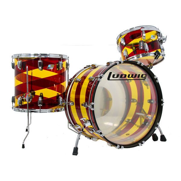 Ludwig Ludwig Vistalite 22" 50th Anniversary FAB Drum Kit, Red Yellow