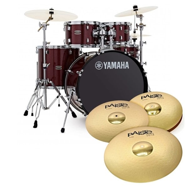 Yamaha Yamaha Rydeen 22" Rock Fusion Drum Kit, Burgundy Glitter w/HW680 Hardware Pack & Paiste 101 Cymbals