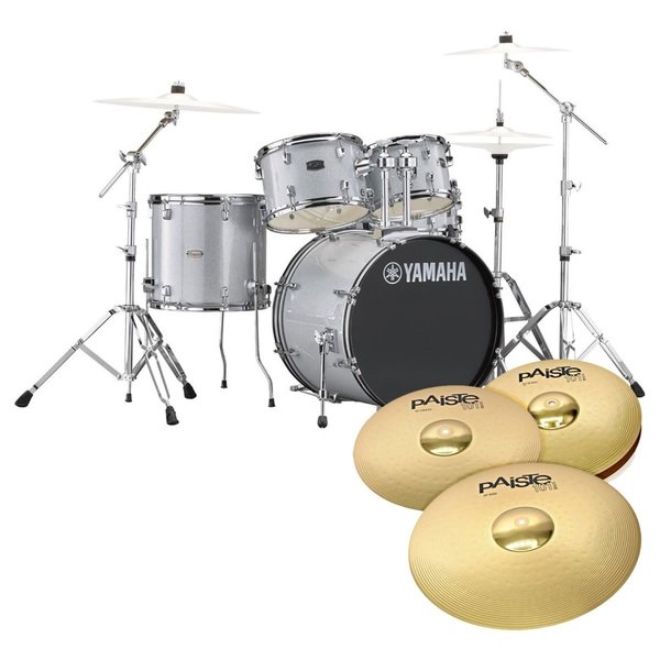 Yamaha Yamaha Rydeen 20" Fusion Drum Kit, Silver Glitter w/HW680 Hardware Pack & Paiste 101 Cymbals