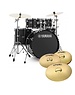 Yamaha Yamaha Rydeen 20" Fusion Drum Kit, Black Glitter w/HW680 Hardware Pack & Paiste 101 Cymbals