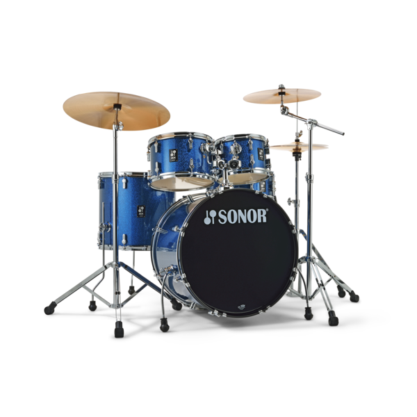 Sonor Sonor AQX 22” Stage Drum Kit, Blue Sparkle w/ Cymbals & Hardware
