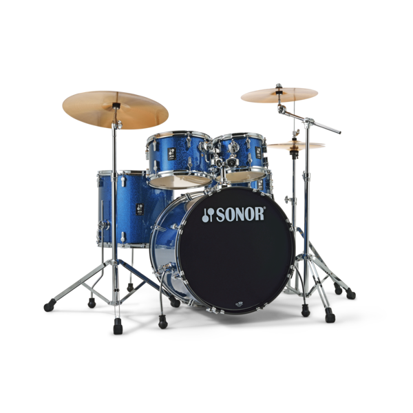 Sonor Sonor AQX 20” Studio Drum Kit, Blue Sparkle w/ Cymbals & Hardware