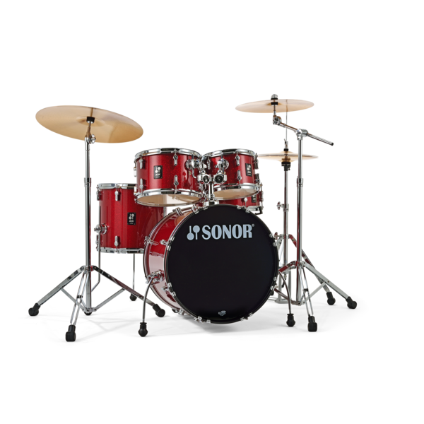 Sonor Sonor AQX 20” Studio Drum Kit, Red Sparkle w/ Cymbals & Hardware