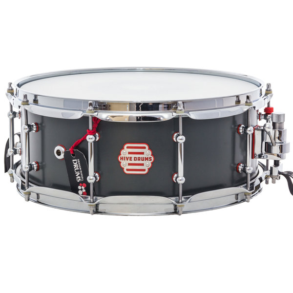 Hive Drums Hive 'The Worker' 14" x 5.5" Snare Drum, Anthracite Grey w/ Red Gaskets