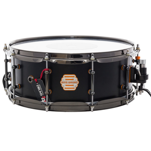 Hive Drums Hive 'The Worker' 14" x 5.5" Snare Drum, Black w/ Orange Gaskets