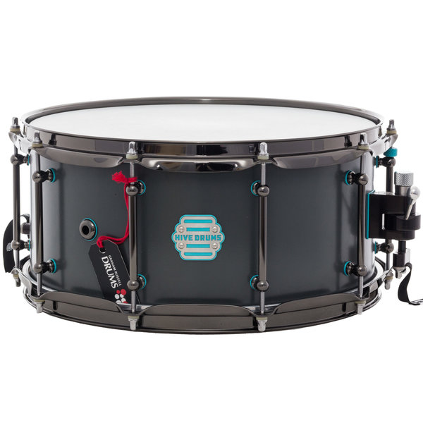 Hive Drums Hive 'The Worker' 14" x 6.5" Snare Drum, Grey w/ Blue Gaskets