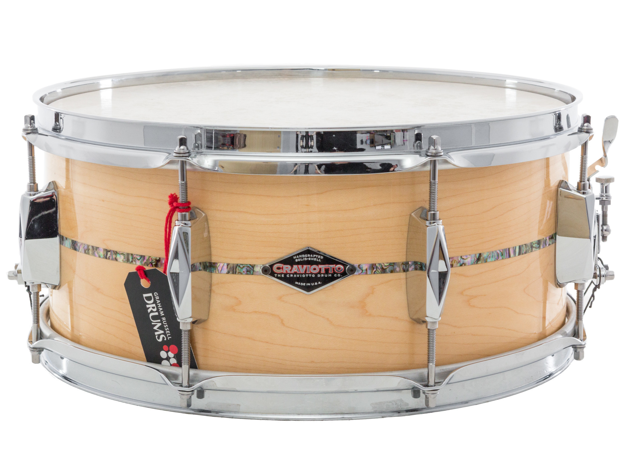 Used Craviotto Johnny C Tribute 14" x 6" Maple Snare Drum & Case Gra