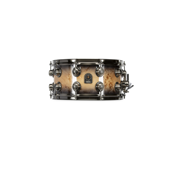 Natal Natal Mappa Burl 14" x 7" Snare Drum, Black Smoked Gloss With Brushed Nickel Hardware