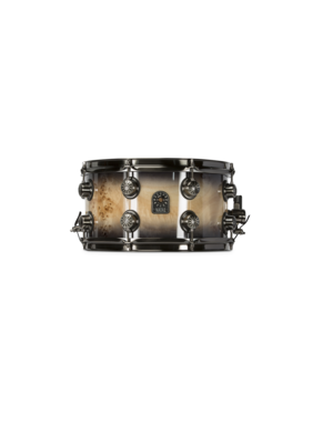 Natal Natal Mappa Burl 13" x 7" Snare Drum, Black Smoked Gloss With Brushed Nickel Hardware