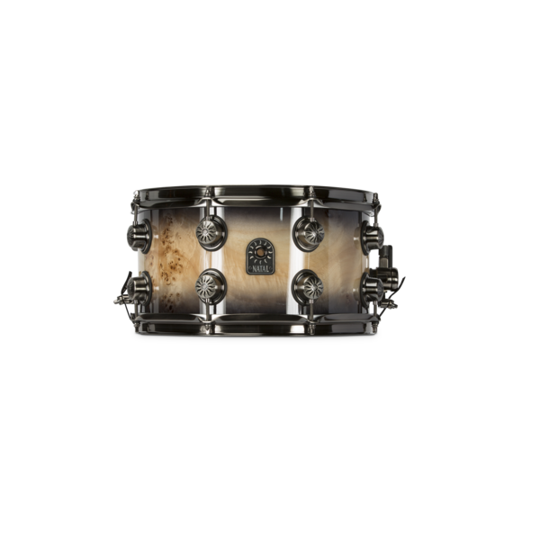 Natal Natal Mappa Burl 13" x 7" Snare Drum, Black Smoked Gloss With Brushed Nickel Hardware