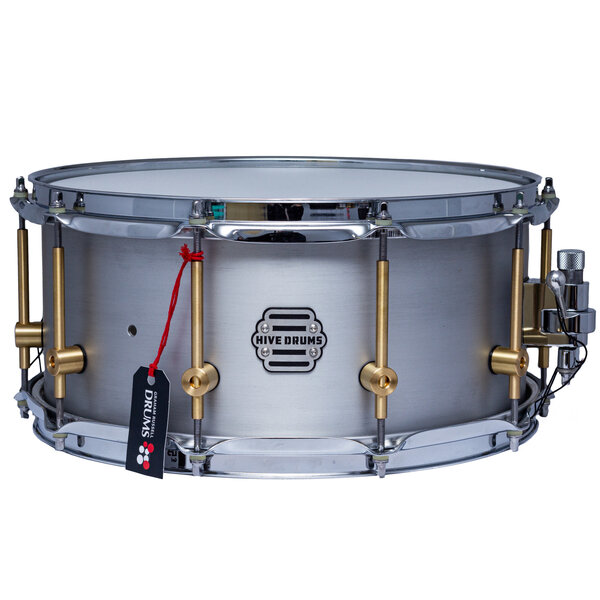 Hive Drums Hive 14" x 6.5" Aluminium Snare Drum, Natural Aluminium With Offset Lugs