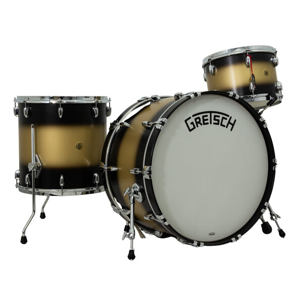 Gretsch Gretsch Broadkaster 24" Drum Kit, Satin Black Gold Duco