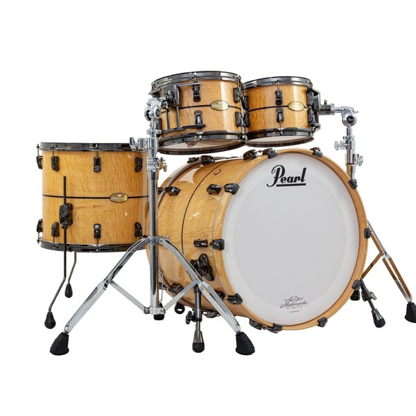 Pearl Pearl Masterworks 22" Artisan Maple Drum Kit, Natural Flame Maple w/ Solid Black Stripe EX DISPLAY