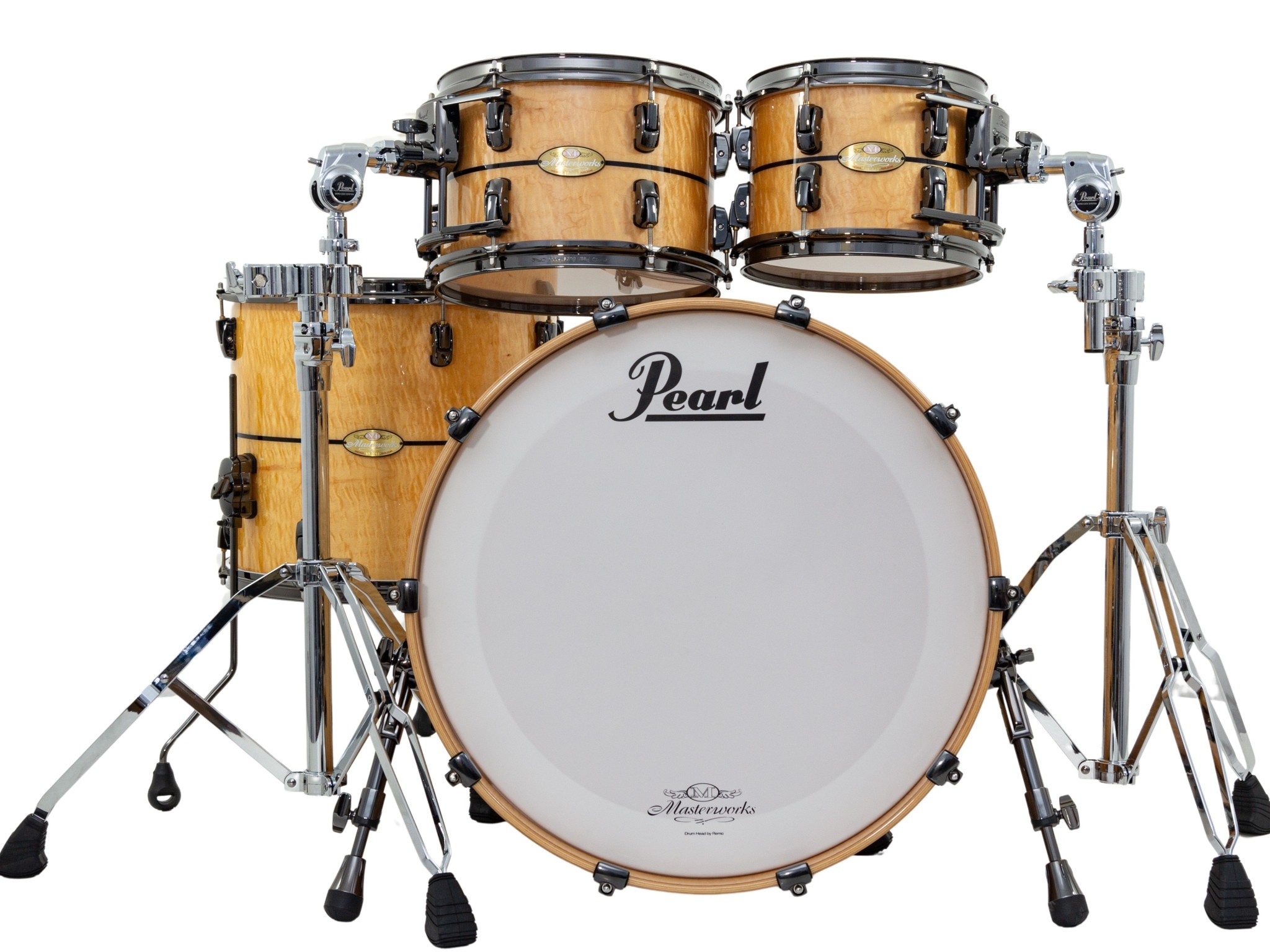 Pearl Masterworks 22" Artisan Maple Drum Kit, Natural Flame Maple w