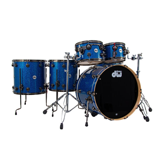 DW Drums DW Collectors 22" Maple SSC Drum Kit, Blue Glass w/Black Nickel Hardware