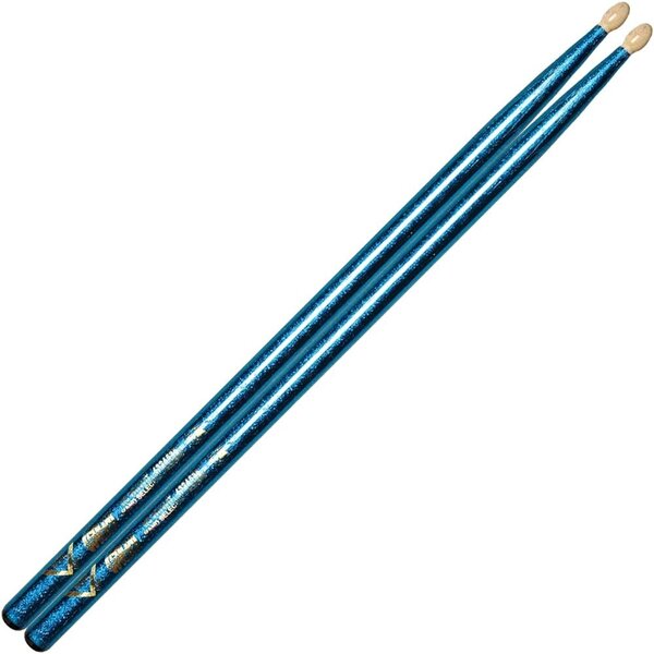 Vater Vater 5B Colour Wrap Wood Tip Drum Sticks - Blue Sparkle