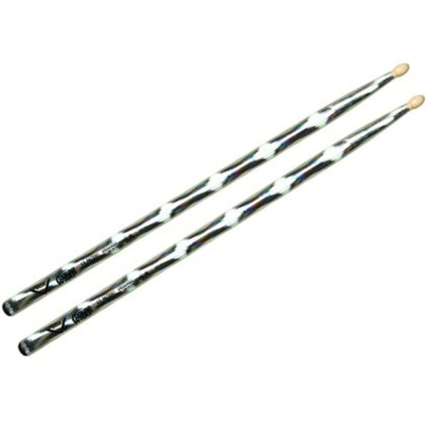 Vater Vater 5A Colour Wrap Wood Tip Drum Sticks, Silver Optic
