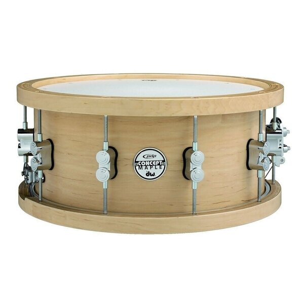 DW Drums PDP Maple 14" x 5.5" 20-Ply Snare Drum, Natural With Wood Hoops
