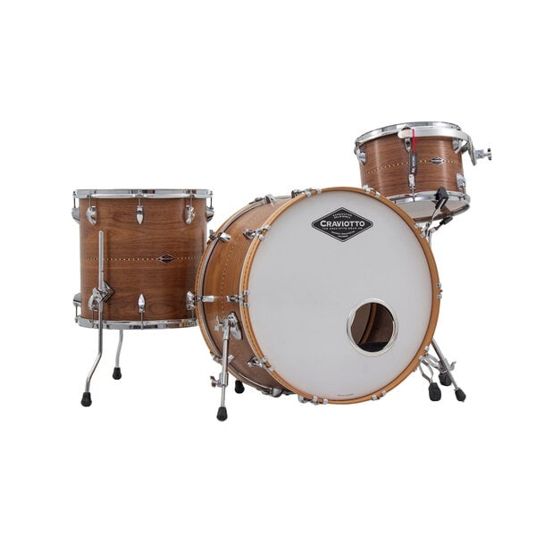 Craviotto Craviotto Walnut 24" Drum Kit, Natural w/Walnut Inlay