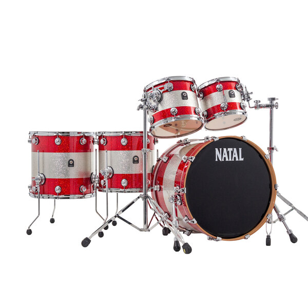 Natal Natal Originals 22" Maple Drum Kit, Red/Silver Sparkle Lacquer