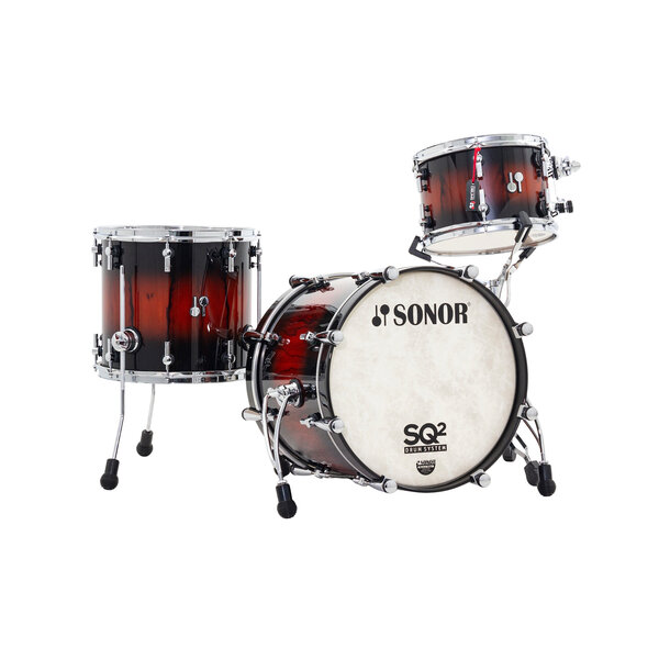 Sonor Sonor SQ2 18" Medium Birch Drum Kit, Black to Red Burst over African Marble