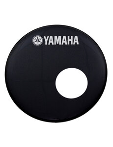 Yamaha Yamaha 20" Classic Logo Bass Drum Head, Black w/Large Off-Set Port Hole