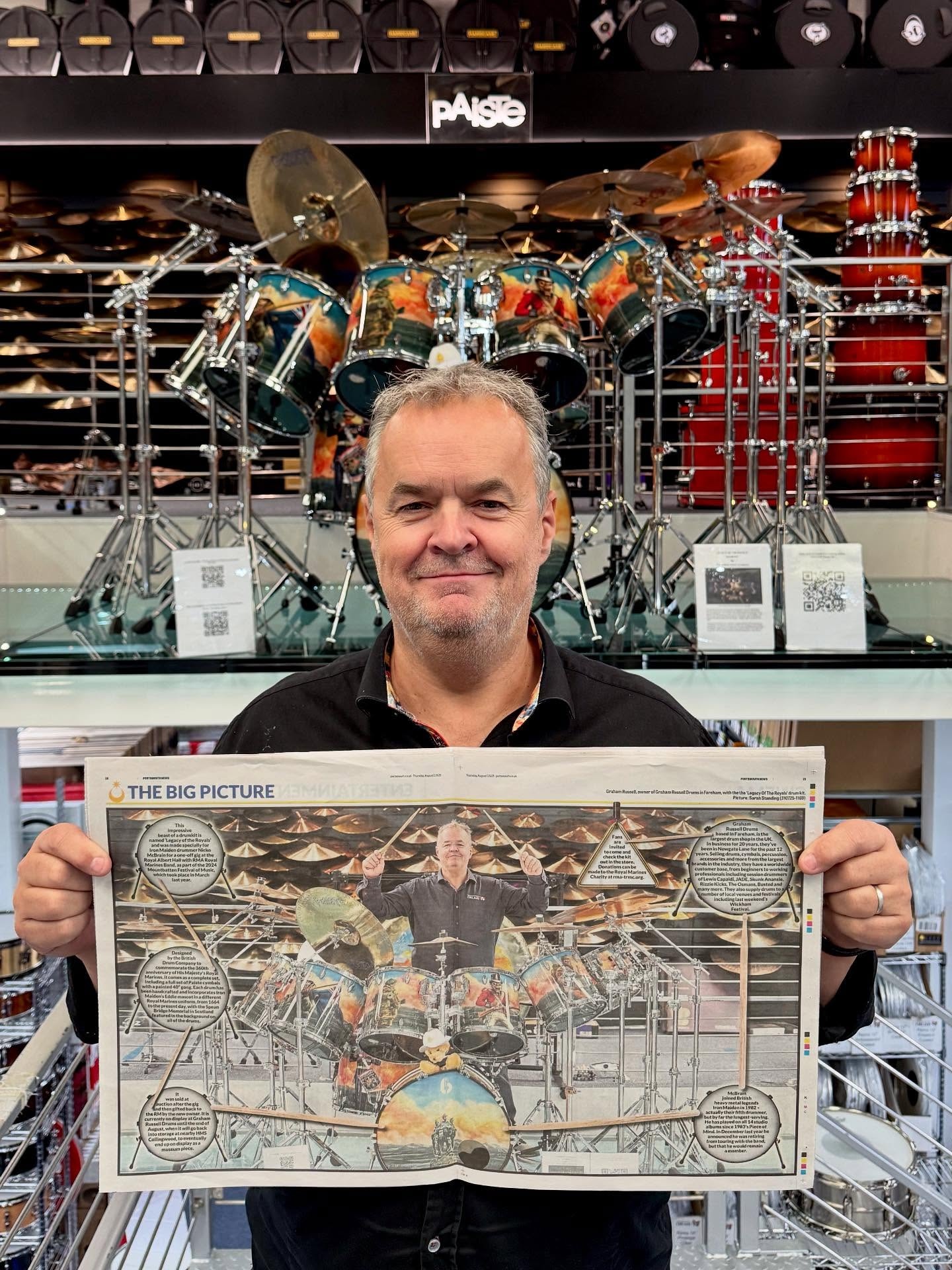 Nicko McBrain Kit On Display at Graham Russell Drums