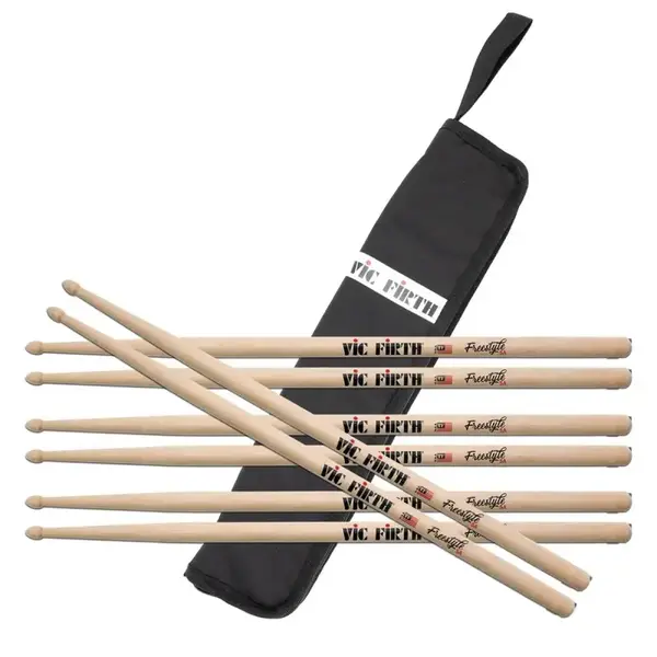 Vic Firth Vic Firth Freestyle 5A Drum Sticks, Value Pack & Stick Bag