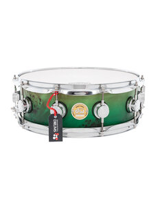 DW Drums DW Collectors 14” x 5” Snare Drum, Hard Satin Exotic Hunter Green to Mappa Burl Fade