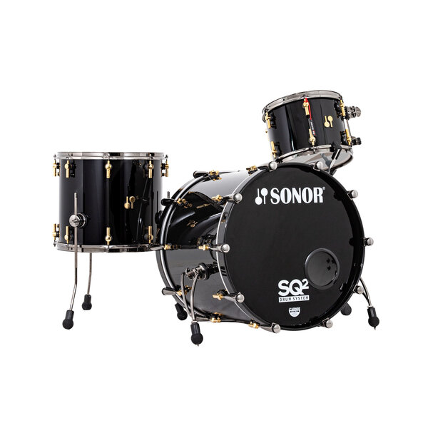 Sonor Sonor SQ2 Maple Drum Kit, Jet Black Lacquer w/Gold Fittings
