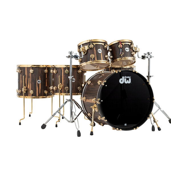 DW Drums DW Collectors 22" Ltd Edition Drum Kit, Brass Pinstripe Ziricote