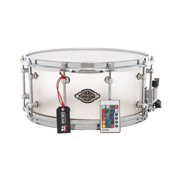 Forecast 14" x 6.5" Acrylic Snare Drum, Frosted Sparkle w/LED Lights