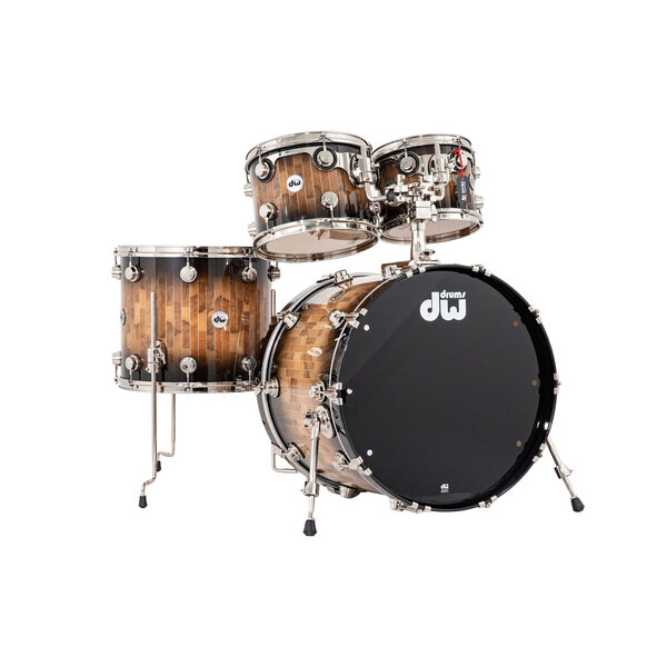 DW Drums DW Collectors Exotic 333 22" Drum Kit, Candy Black Burst Over Olive Ash Pinstripe
