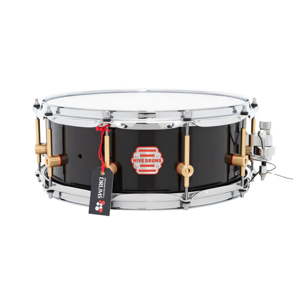 Hive Drums Hive 'The Worker' 14" x 5.5" 3mm Aluminium Snare Drum, Black Powder Coat w/Red Gaskets