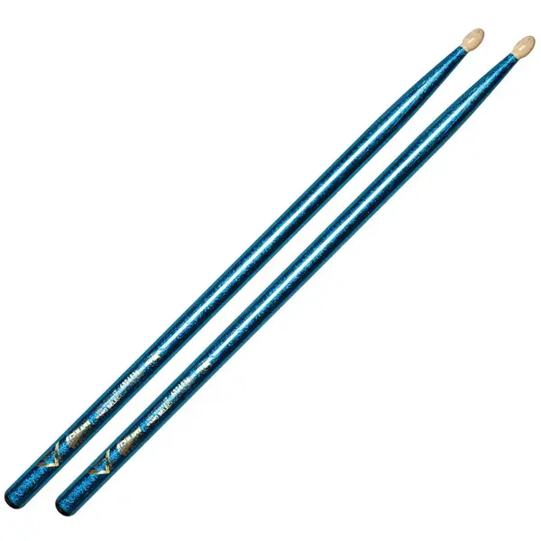 Vater Vater 5A Colourwrap  Wood Tip Drum Sticks, Blue Sparkle