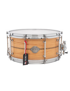  Evetts 14" x 6.5" Tasmanian Blackwood Snare Drum, Smooth Satin Natural w/Inlay