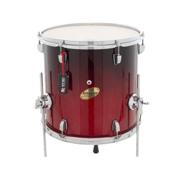 Ludwig Ludwig Accent CS Custom 14" x 14" Floor Tom Drum, Wine Red Sparkle Fade & Legs