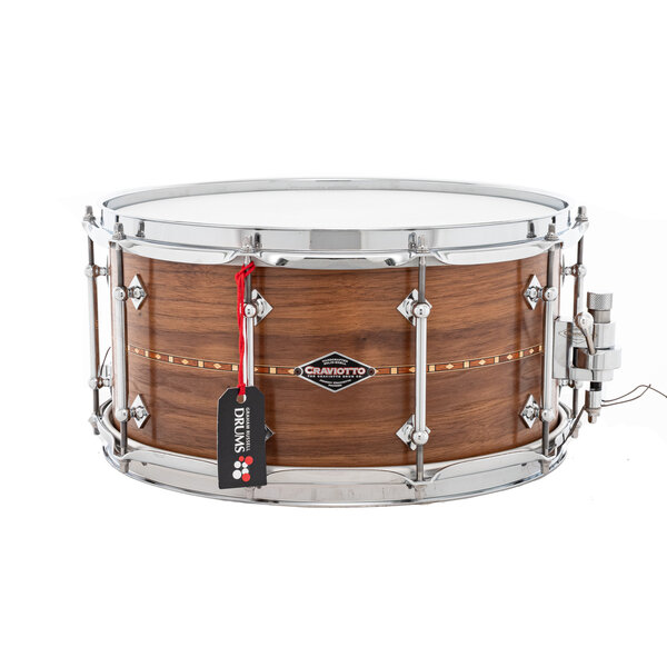 Craviotto Craviotto Custom Shop 14" x 7" Walnut Snare Drum, Natural with Inlay