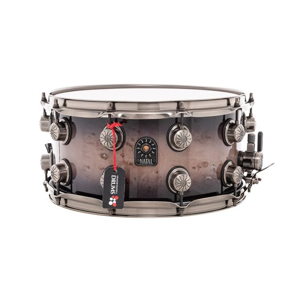 Natal Natal Mappa Burl 14" x 7" Snare Drum, Black Smoked Gloss