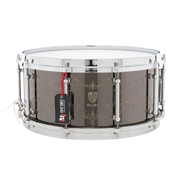 World Max WorldMax 14" x 6.5" Engraved Black Nickel Over Brass Snare Drum